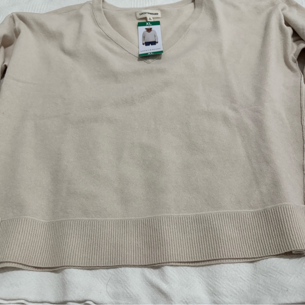 Lucky Brand Beige V-Neck Sweater